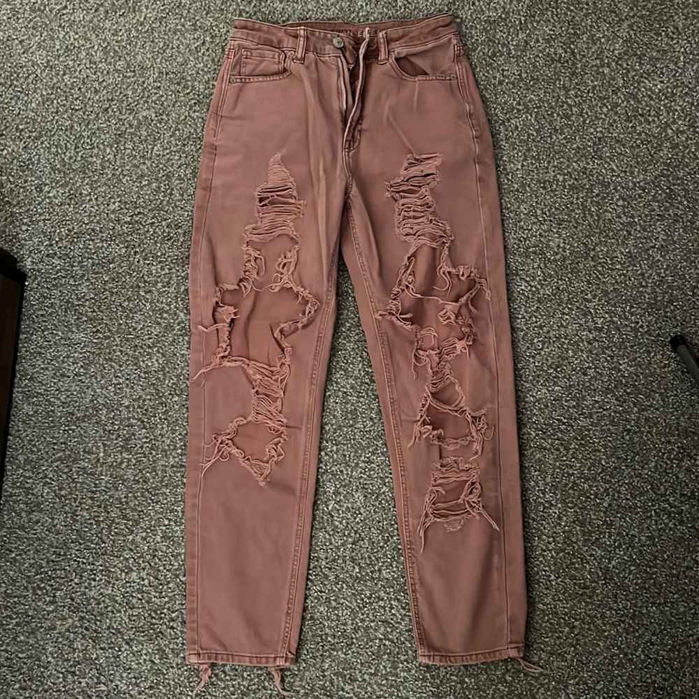 American Eagle Distressed High Waisted Mom Jeans